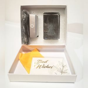 3D Crystal Guardian Angel Figurine Colorful Light Base Laser Engraved Glass Gift